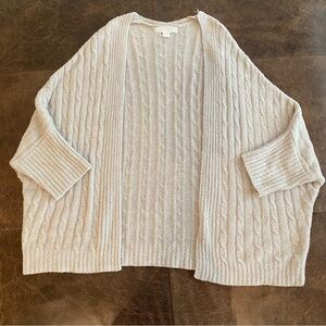 Barefoot Dreams CozyChic Lite Cable Knit Silver Pearl Shrug Women’s Size L/XL